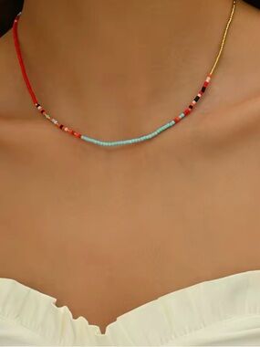 Multicolor Beaded Choker Necklace - Women Jewelry